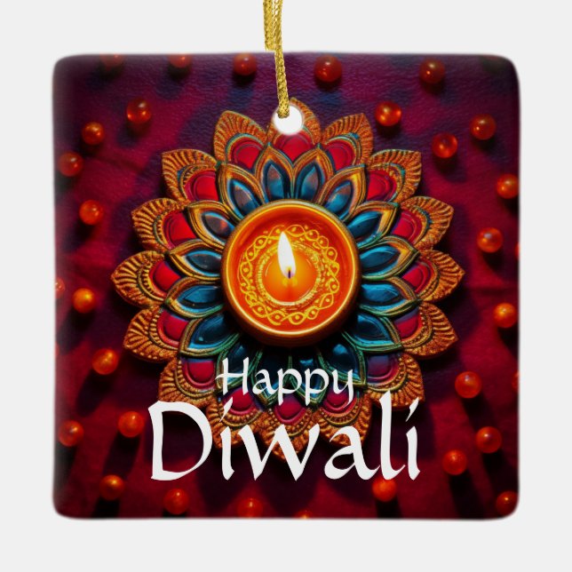Ornement En Céramique Heureux Diwali (Devant)