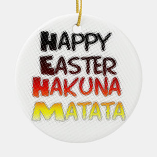 Ornement En Céramique Heureux Pâques Hakuna Matata Saison de Vacances