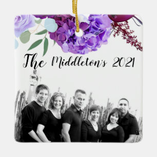 Ornement En Céramique Hibiscus de lavande ornementale XMAS personnalisé