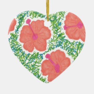 Ornement En Céramique Hibiscus Pop Art Motif