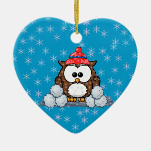 Ornement En Céramique hibou d'hiver