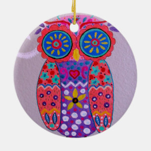 Ornement En Céramique hibou lunatique