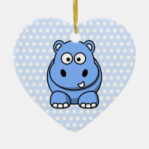 Ornement En Céramique Hippopotame Bleu Mignon