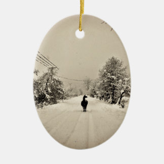 Ornement En Céramique hiver de lama