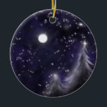 Ornement En Céramique Hiver nuit étoilée - romantique Vacances neige scè<br><div class="desc">Silent Night - romantique La scène des neiges de vacances au début de la matinée tandis que la lune scintille au-dessus d'une couverture de nouvelle neige fraîche.</div>