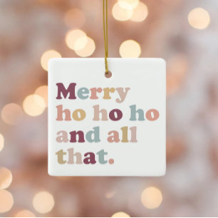 Ornement En Céramique Ho Ho Ho Christmas   Retro Holiday Photo