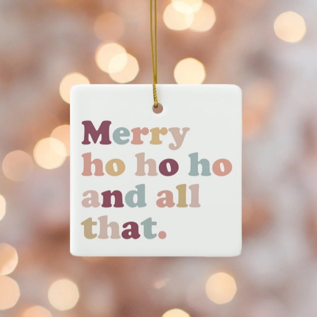 Ornement En Céramique Ho Ho Ho Christmas | Retro Holiday Photo (Créateur téléchargé)