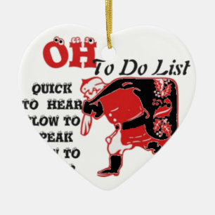 Ornement En Céramique Ho Ho Ho ! Impression de la liste des tâches spéci