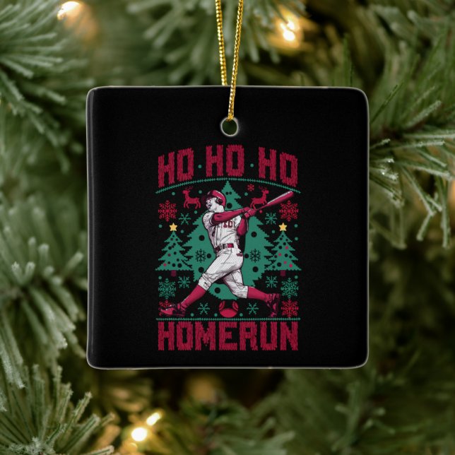 Ornement En Céramique Ho Ho Homerun Baseball Laid Christmas Sweat (Arbre)