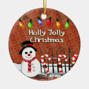 Ornement En Céramique Holly Jolly Snowman CUSTOM