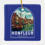 Ornement En Céramique Honfleur France Travel Art Vintage<br><div class="desc">Design de voyage vectoriel rétro Honfleur. Honfleur est une ville du département du Calvados,  dans la région normande du nord de la France. C'est sur l'estuaire que la Seine rencontre la Manche.</div>
