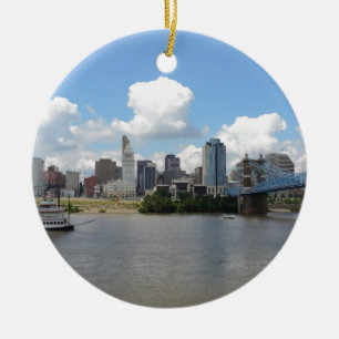 Ornement En Céramique Horizon de Cincinnati, Ohio avec la rivière Ohio