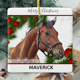 Ornement En Céramique Horse Christmas
