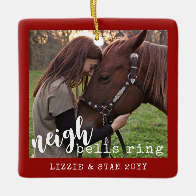 Ornement En Céramique Horse Neigh Bells Ring Personalized Photo (Devant)