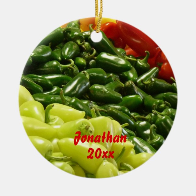 Ornement En Céramique Hot Peppers Christmas Holiday Ornament (Devant)