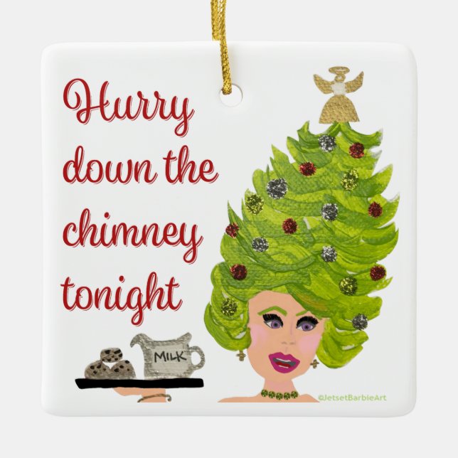 Ornement En Céramique Hourry Down the Chimney Christmas Hair Ornament (Devant)