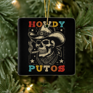 Ornement En Céramique Howdy Putos Funny Skull Retro Vintage