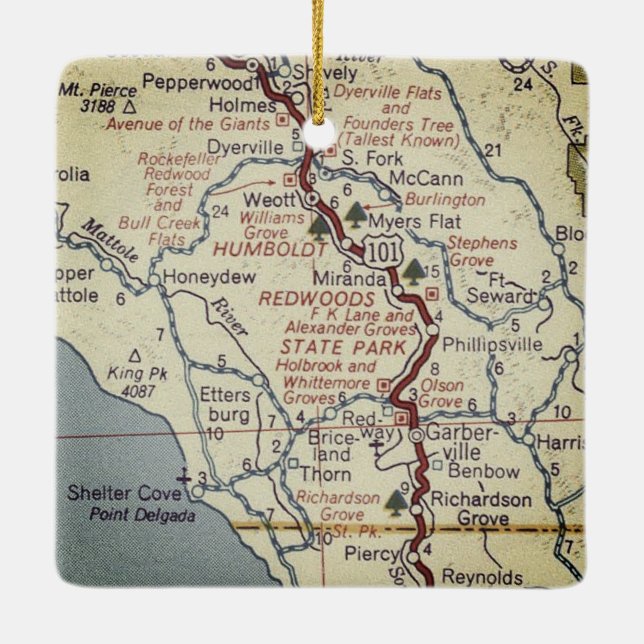 Ornement En Céramique Humbolt Redwood State Park (Dos)