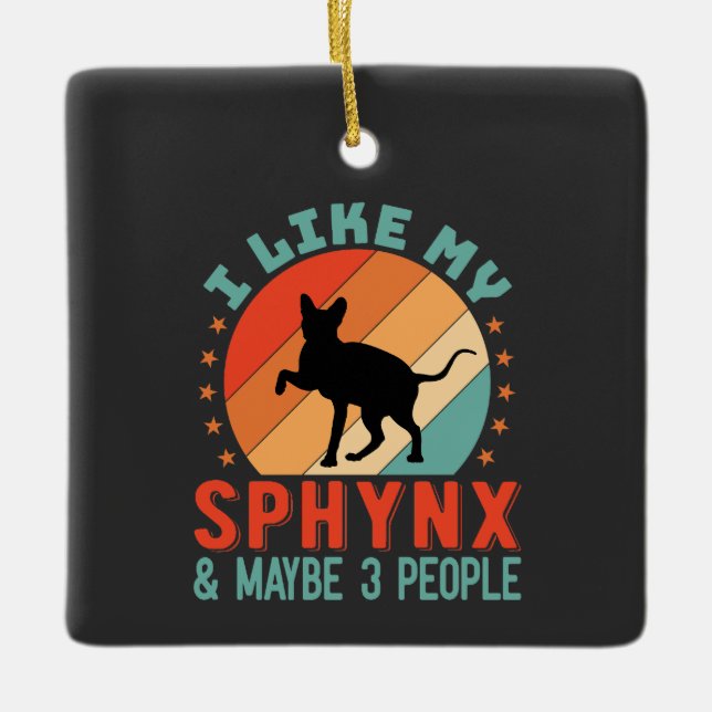 Ornement En Céramique Humour du propriétaire canadien de chats en sphynx (Devant)