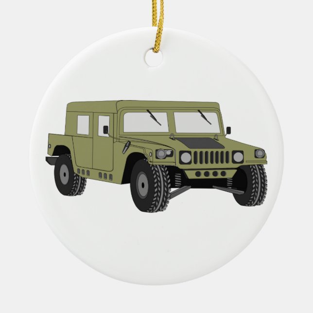Ornement En Céramique Humvee militaire vert (Devant)