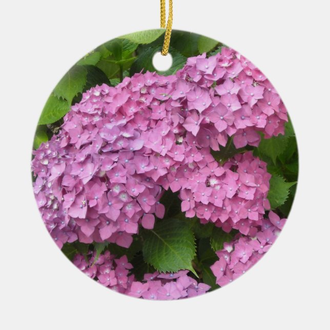 Ornement En Céramique Hydrangeas roses (Devant)