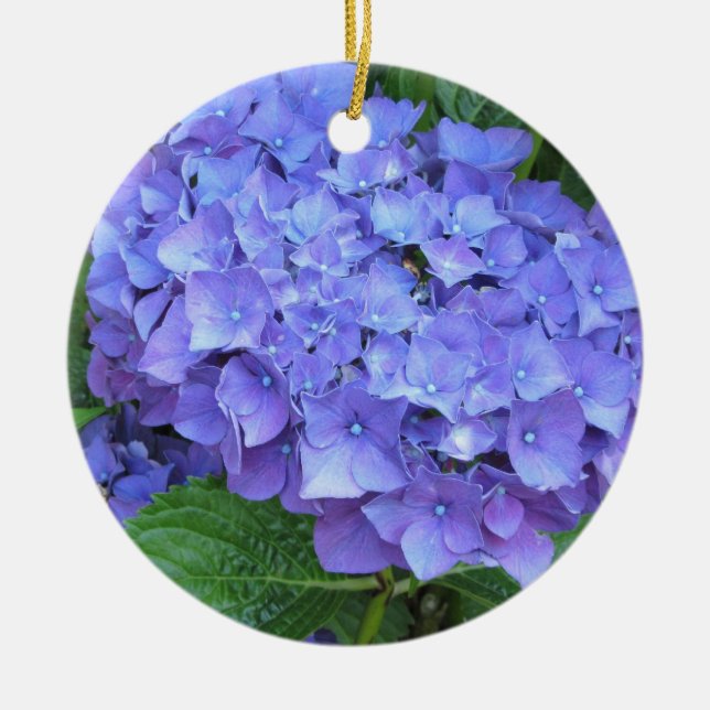 Ornement En Céramique Hydrangeas Violets Élégants (Devant)