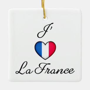 Ornement En Céramique "I heart France" Fierté française "J'adore La Fr