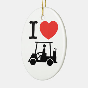 Ornement En Céramique I Heart (Love) Golf Cart