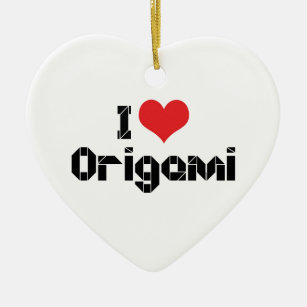 Ornement En Céramique I Love Heart Origami