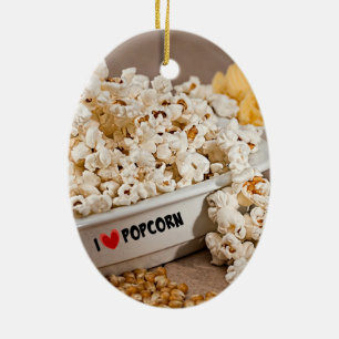 Ornement En Céramique I Love Popcorn