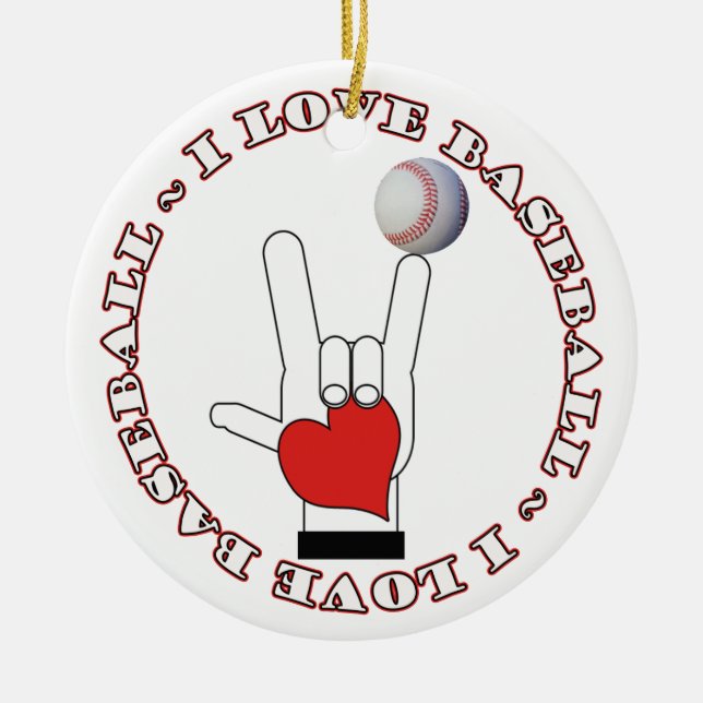 Ornement En Céramique I Love SIGNE BASEBALL ORNAMENT ASL (Devant)
