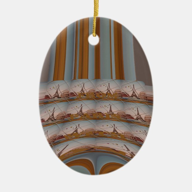 Ornement En Céramique I Love Tour Eiffel Paris Avec amour bleu ciel colo (Devant)