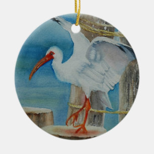 Ornement En Céramique IBIS blanc par Peggy Allen