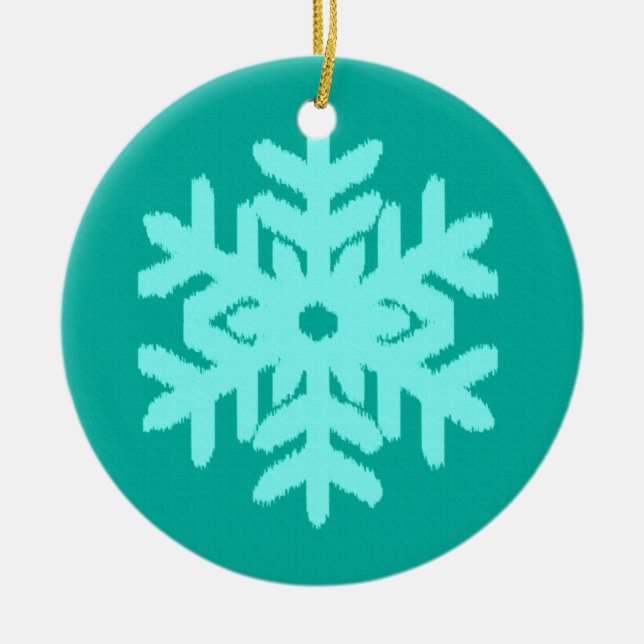 Ornement En Céramique Ikat Snowflake (Devant)
