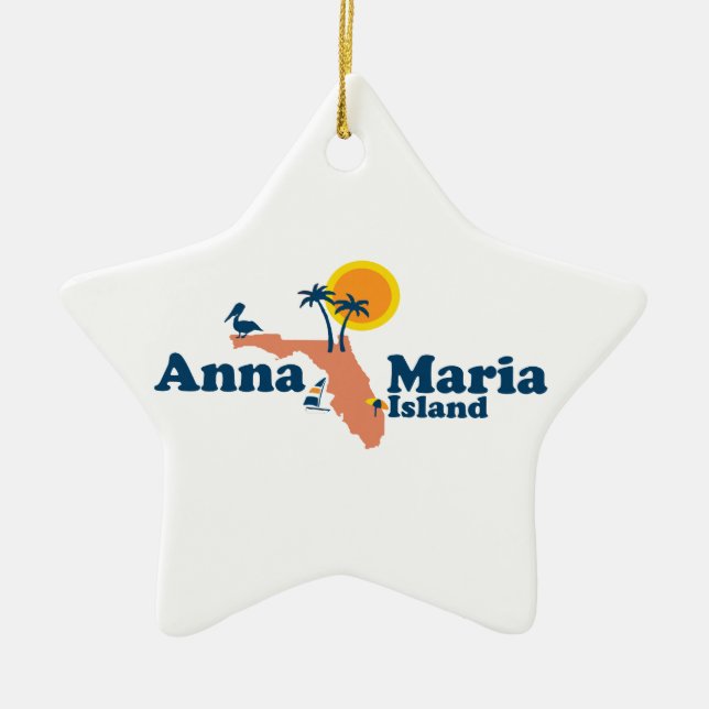 Ornement En Céramique Île d'Anna Maria - conception de carte (Devant)