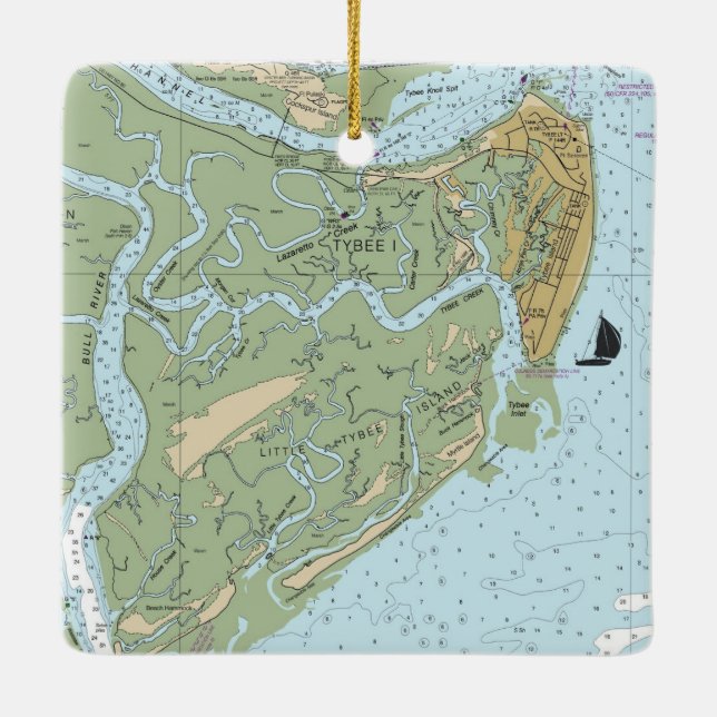 Ornement En Céramique Île de Tybee Géorgie (Dos)