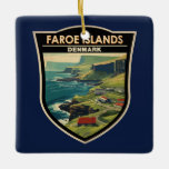 Ornement En Céramique Îles Féroé Danemark Voyage Art Vintage<br><div class="desc">Les îles Féroé dans un style vectoriel. Les îles Féroé sont un archipel autonome,  appartenant au royaume du Danemark. Il comprend 18 îles rocheuses et volcaniques.</div>