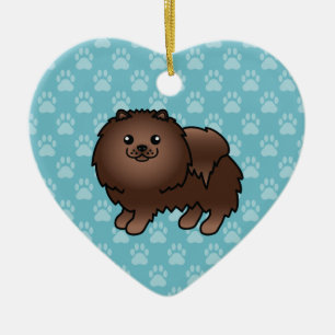 Ornement En Céramique Illustration de dessin animé de chien Pomeranian m