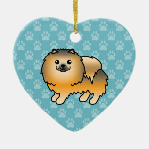 Ornement En Céramique Illustration de dessin animé de chien Pomeranian s
