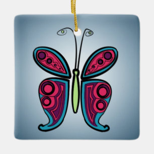 Ornement En Céramique Illustration de papillon coloré