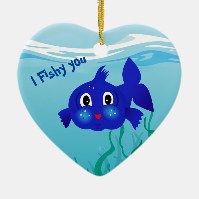 Ornement En Céramique Illustration de poisson gras (Devant)