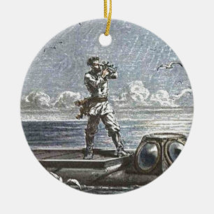 Ornement En Céramique Illustration du capitaine Nemo Verne 20 000 lieues