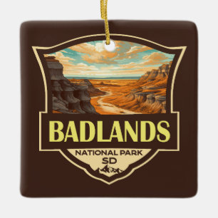 Ornement En Céramique Illustration du parc national Badlands Retro