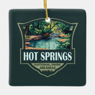 Ornement En Céramique Illustration du parc national Hot Springs Insigne
