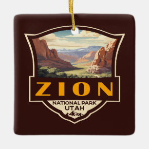 Ornement En Céramique Illustration du parc national Zion Insigne rétro