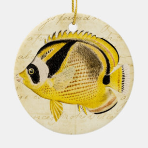 Ornement En Céramique Illustration hawaïenne de poissons de papillon de