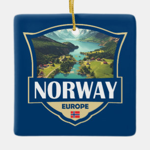 Ornement En Céramique Illustration Rétro Badge Norvège