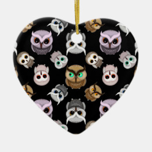 Ornement En Céramique Illustrations de la chouette sur l'Arrière - plan 