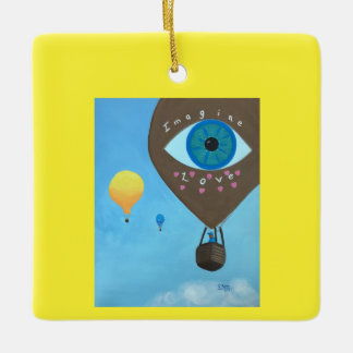 Ornement En Céramique Imagine Love, Hot Air Balloons, Ornaments