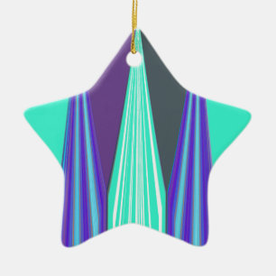 Ornement En Céramique Impression d'art chevron bleu violet cyan audacieu